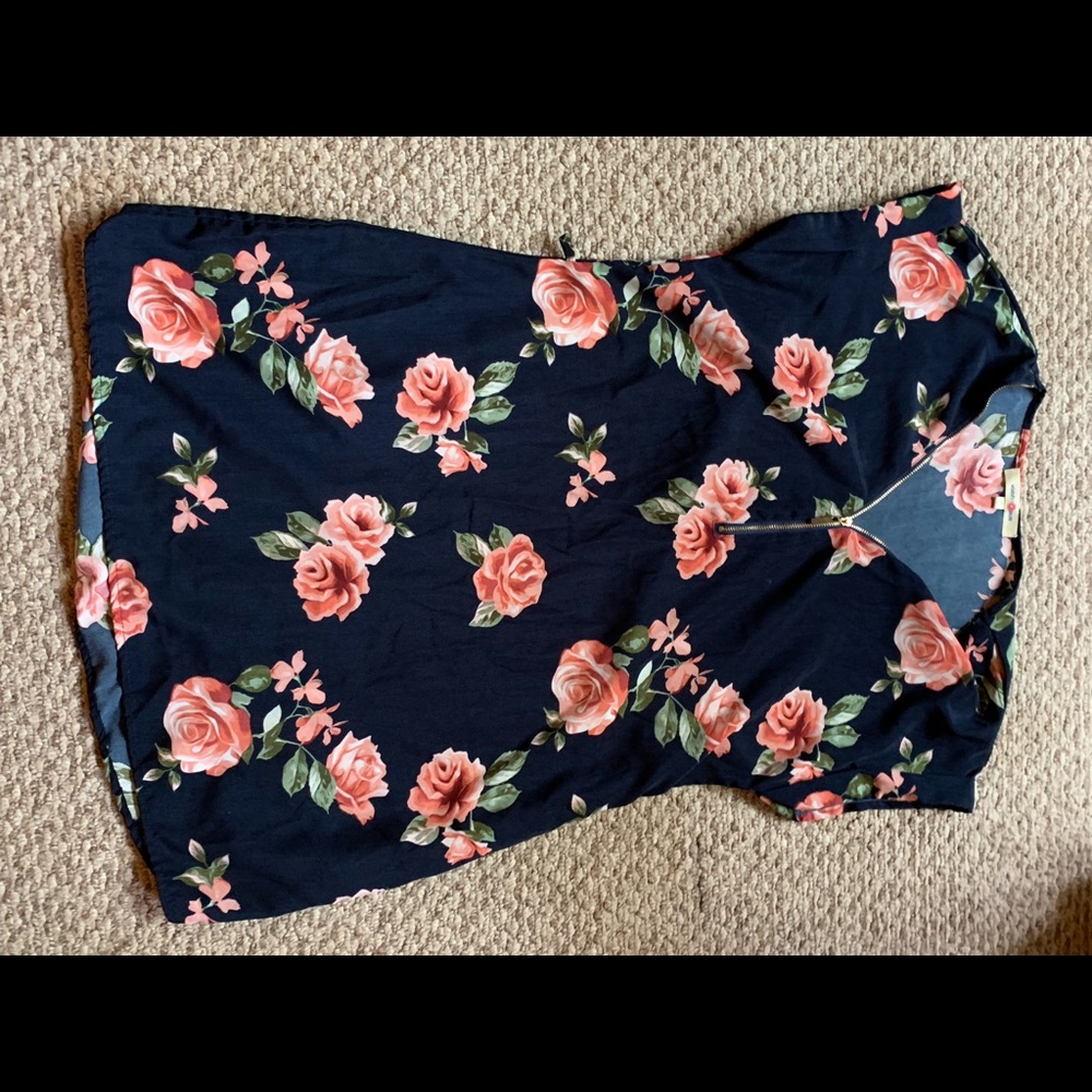 Wishful Park navy blue and floral mini dress